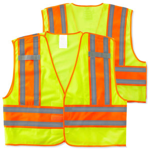 Gilet de sécurité réfléchissant haute visibilité jaune en maille avec poches pour les travailleurs du bâtiment - Product Image 4
