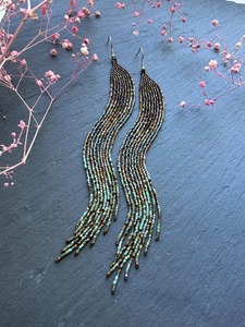 Pendientes de cuentas, pendientes de turquesa, pendientes de cuentas con flecos, pendientes bohemios, pendientes familiares, regalos para ella, moda para fiestas - Product Image 2