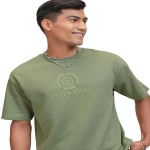 DTG เสื้อยืดผู้ชายคุณภาพสูงเปิดไหล่ผ้าฝ้าย310 GSM 100% หลวมเสื้อยืดออกแบบได้ตามต้องการ - Product Image 1