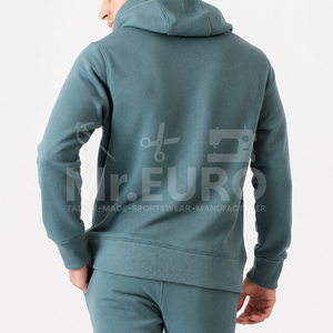 Ensemble de survêtement décontracté deux pièces pour homme, avec capuche et cordon de serrage, poches latérales, couleur unie, léger, personnalisable OEM/ODM - Product Image 4