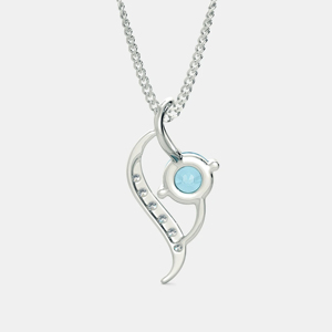 Collar Minimalista con Colgante de Letra, Topacio Azul y Diamantes, Plata 925 con Baño de Rodio, Cadena de Serpiente, Unisex, para Uso Diario - Product Image 2
