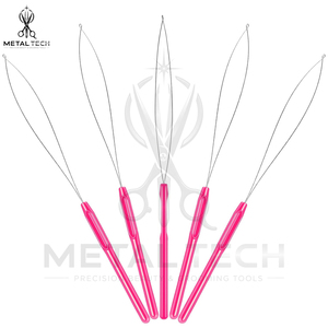 Professional Pink Hair Extension Loop <b>Needle</b> Tool Wire <b>Threader</b> Pulling Hook for Micro Ring Link Beads Salon Tools - Product Image 4