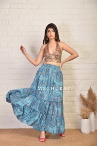 Stylish Bohemian Barcelona Style <b>Long</b> <b>Skirt</b> for Women Vintage Silk Comfortable Breathable & Eco friendly Floor Length <b>Skirt</b> - Product Image 5