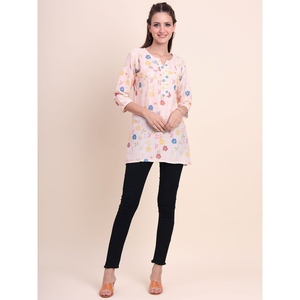 TRENDING SOFT COTTON DIGITAL PRINTED SHORT KURTI WHIITE - Product Image 1