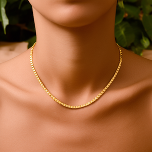 Collar de Cadena de Caja de 4 mm, Chapado en Oro de 14K, Plata de Ley 925, 20 Pulgadas, Unisex, Joyería de Moda al por Mayor, Regalo - Product Image 3