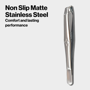 Pince à épiler pour sourcils en acier inoxydable poli miroir, pointe inclinée alignée, pour salon de beauté - Product Image 2