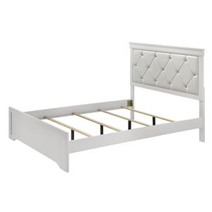 Cama Juvenil Moderna de Panel Tamaño Twin, Acabado Blanco, 1 Pieza, Cabecera Tapizada con Botones de Cristal y Textura Acolchada, Muebles de Madera para Dormitorio - Product Image 4