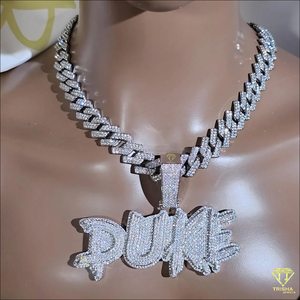 Luxury " BRE "<b>Name</b> Pendant With Full Iced Out Moissanite Diamond Hip Hop <b>Chain</b> Necklace Gift - Product Image 2