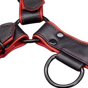 Harnais en cuir pour homme Hardline Bulldog rouge, ajustable, ajustement confortable sur la poitrine, cuir de qualité supérieure, vêtements de club - Product Image 5