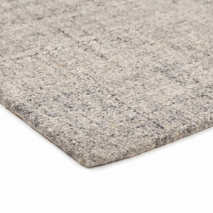 DECORDEC Light <b>Grey</b> Ivory Wool <b>Rug</b> Modern Minimalist Heathered Fringe Non-Slip Eco-Friendly Hand Tufted Crosshatch Linen Texture - Product Image 5