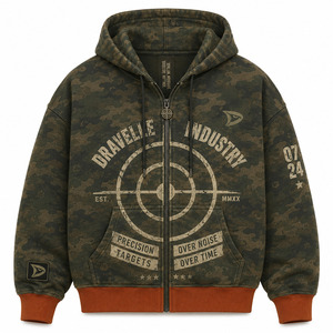 เสื้อฮู้ดลายพราง DRAVELLE INDUSTRY ทรงโอเวอร์ไซส์สำหรับผู้ชาย ผ้าฝ้ายเฟรนช์เทอร์รี่ สวมใส่สบาย เหมาะสำหรับฤดูหนาว เป็นมิตรต่อสิ่งแวดล้อม - Product Image 1