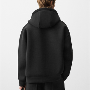 Cotton Fleece Streetwear Baggy <b>Men</b> Zipper <b>Hoodies</b> Heavyweight 500Gsm Custom Oversized <b>Plain</b> Boxy Loose Fit Two Way Zip up Hoodie - Product Image 2