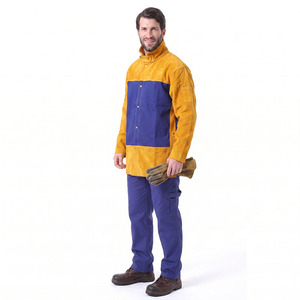 Veste de soudeur en cuir de vachette pleine fleur de qualité supérieure, imperméable et ignifuge, avec logo de sécurité pour équipement de protection. - Product Image 5