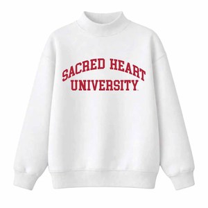 Sacred Heart University White Oversized Crew <b>Neck</b> <b>Mock</b> <b>Neck</b> Sweatshirt Unisex Cotton French Terry Pullover Casual Autumn Wear - Product Image 4