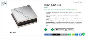 Bloque de acero para estampado de metal de 4 x 4 x 1 pulgada con ranura semicircular, herramientas para hacer joyas |   N.º de artículo GS-10H - Product Image 3