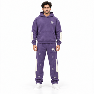 Conjunto Deportivo de Dos Piezas para Hombre, Sudadera con Capucha y Pantalones Jogger, Estampado en Felpa de Algodón, Ecológico, Estilo Urbano, para Gimnasio, Entrenamiento, Invierno, Casual - Product Image 2