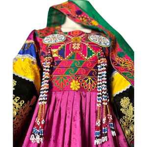 Afghan Kuchi Dress With Heavy <b>Mirror</b> And Coin Work Tribal Embroidery Ethnic Long Maxi Gown Perfect For Bridal Afghan Kuchi Dress - Product Image 3