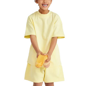 T-shirt Enfant Printemps-Été Coton Pur 220G Couleur Unie Coupe Ample Manches Courtes Unisexe - Product Image 4