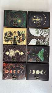 Carnet de notes en cuir PU écologique imprimé, avec papier vieilli à bords festonnés, style ange, fermeture en laiton, cadeau de papeterie - Product Image 2