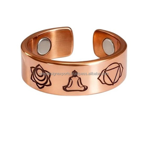 Anillo de Cobre Puro Premium para Chakras • Banda de Yoga y Meditación de Lujo Grabada para Sanación - Product Image 4