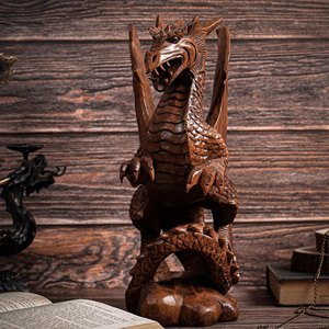 Escultura de Dragón Hecha a Mano en Madera Dura, Figura de Dragón de Madera Premium para Regalos, Obra de Arte Tradicional de Tallado en Madera de Dragón - Product Image 3
