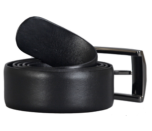 Ceinture noire unie en gros / Ceinture Polo 100% cuir véritable avec motif brodé OEM/ODM accepté - Product Image 2