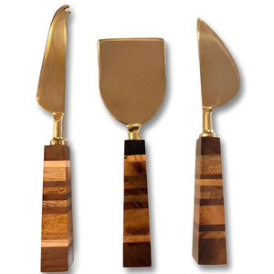 <b>Cheese</b> Tools Cutter Mini Butter Spreader Wooden Handle Stainless Steel Metal Handle <b>Cheese</b> <b>Knife</b> <b>Set</b> - Product Image 1