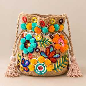 Bolso de mano artesanal con textura de pavo real y cadena de cuentas para mujer, bolsos de noche, bolso bordado de Glowin Fashion - Product Image 1