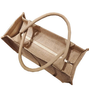 Sac messager en jute tendance avec sangle en coton et fermeture éclair, sac bandoulière écologique pour hommes et femmes - Product Image 6