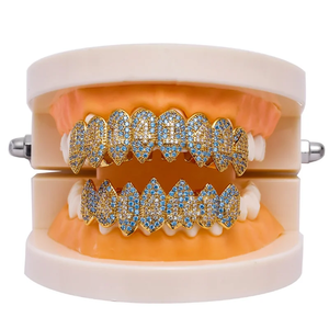 Juego de Grillz Dentales Plateados con Moissanita para Hombre, Estilo Hip Hop, Parte Superior e Inferior, con Incrustaciones Brillantes, Estilo Punk, Joyería Certificada IGI - Product Image 5