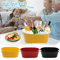 Seau à glace en métal galvanisé, refroidisseur de champagne et de cocktails, grand bac ovale pour refroidir la bière, idéal pour les fêtes à domicile et les fêtes au bord de la piscine