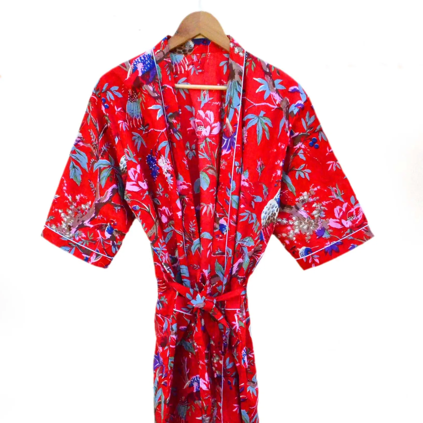 100% Indian Summer Handmade Long Printed Floral Boho Ladies Kimono Robe Gown Casual Free Size