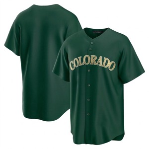 Colorado Men's <b>Baseball</b> Jersey Green Short Sleeve Button Front Tackle Twill Embroidered Logo Regular Fit - Product Image 1