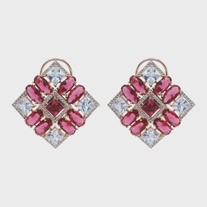 Pendientes cuadrados de cuarzo blanco CZ chapados en oro rosa, joyería para fiesta nupcial para mujer, joyería minimalista - Product Image 1