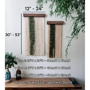 Tapiz de Pared Bohemio de Macramé con Patrón de Follaje, 2 Piezas Rectangulares, Decoración para el Hogar, para Sala de Estar - Product Image 6