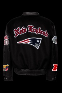 Veste universitaire en laine et cuir New England Patriots Old English - Product Image 2