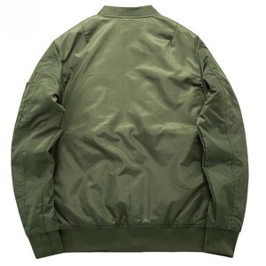 Blouson bomber vert olive pour homme, décontracté, coupe-vent, col montant, fermeture éclair, en polyester, pour l'automne - Product Image 2