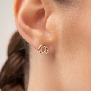Pendientes de Oro Amarillo Sólido de 14K con Diamantes Cultivados en Laboratorio, Diseño Entrelazado, Joyería Minimalista y Elegante para Mujer, Regalo - Product Image 6