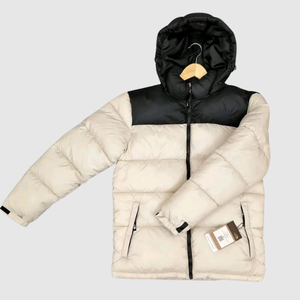 Veste matelassée à capuche grise pour homme, coupe-vent, épaisse, décontractée, pour l'hiver, avec fermeture éclair, coupe régulière, veste rembourrée - Product Image 3