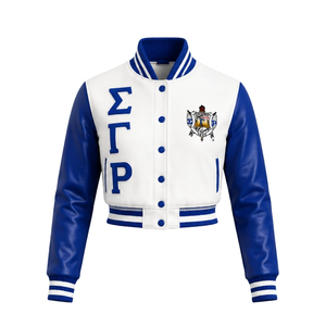 เสื้อแจ็คเก็ตบอมเบอร์ผ้าซาติน Sigma Gamma Rho สำหรับผู้หญิง แขนจั๊มพ์ ซิปหน้า สไตล์ลำลอง แฟชั่นสตรีทแวร์  รับสกรีนโลโก้ ขายส่ง - Product Image 1
