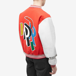 Custom Unisex Hip Hop <b>Red</b> Varsity Jacket Patchwork Embroidery Letterman Jacket Streetwear Casual Bomber Baseball Coat Men Women - Product Image 3