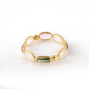 18K Gold Tourmaline and Rainbow <b>Moonstone</b> Eternity Band <b>Ring</b> for Women - Product Image 4