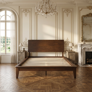 Industrial Style Wood and <b>Black</b> Metal Platform <b>Bed</b> with Headboard - Product Image 5