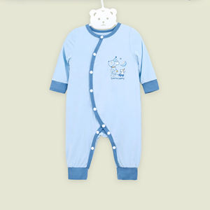 Conjunto de una Pieza para Bebé, Estilo de Dibujos Animados, Manga Larga, Botones Laterales, Tejido de Bambú y Spandex, Suave, Unisex - Product Image 1