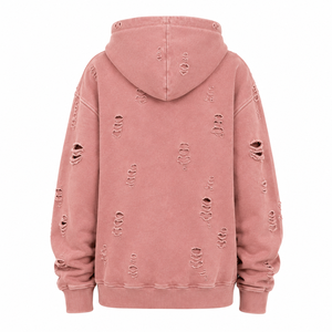 Sudadera con Capucha Personalizada para Mujer, Estilo Desgastado, Material de Algodón Grueso, Corte Holgado, Acabado Deslavado, Puños Acanalados, Capucha Ajustable, Moderna - Product Image 2