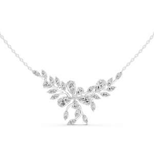 14K White Gold Lab Grown Diamond White Gold Marquise Diamond Floral Vine <b>Necklace</b> for Women Luxury <b>Statement</b> Bridal Jewelry - Product Image 1