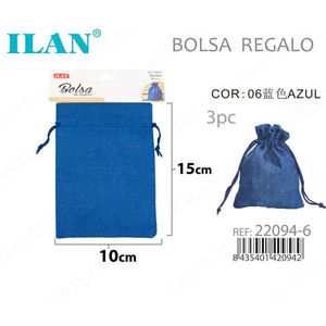 Bolsa de Regalo Azul Ilan 10x15 Cm con Cordón para Empaque de Joyería - Product Image 1