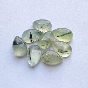 Cabochon de Prehnite Rutile Naturelle, Calibré, à Dos Plat, Forme Goutte d'eau, Forme Poire, Pierre Gemme en Vrac, Cabochon en Gros - Product Image 6