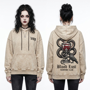 Sudadera con capucha verde oliva personalizada con cremallera completa para mujer, estilo vintage, con gráfico de escudo de Vampiro Caballero, ropa urbana, chaqueta de forro polar grueso - Product Image 6