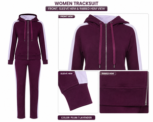 Ensemble de survêtement en polaire 2 pièces pour femme, manches longues, fermeture éclair, col montant, vêtements de sport décontractés, couleur unie, coupe régulière, design unique - Product Image 3